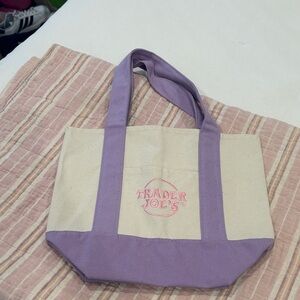 Trader Joe's Purple and Cream Tote Bag